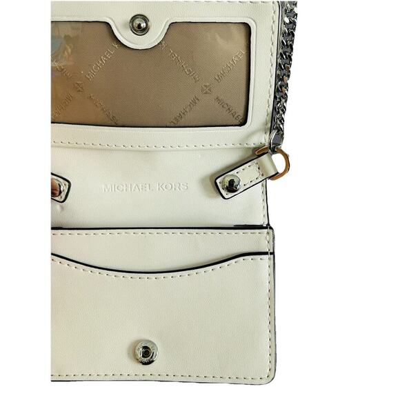 Michael Kors Mini Purse White Leather Chain Bag Quilted Prom Wedding Coin MK - Picture 14 of 16